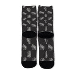 Black Doodle Sandwich Pattern Print Long Socks