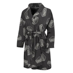 Black Doodle Sandwich Pattern Print Men's Bathrobe