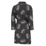 Black Doodle Sandwich Pattern Print Men's Bathrobe