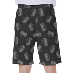 Black Doodle Sandwich Pattern Print Men's Beach Shorts
