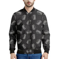 Black Doodle Sandwich Pattern Print Men's Bomber Jacket