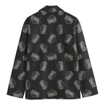 Black Doodle Sandwich Pattern Print Men's Cotton Blazer