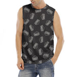 Black Doodle Sandwich Pattern Print Men's Fitness Tank Top