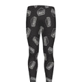 Black Doodle Sandwich Pattern Print Men's Leggings