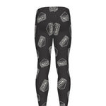 Black Doodle Sandwich Pattern Print Men's leggings