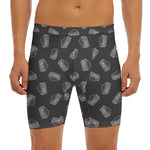 Black Doodle Sandwich Pattern Print Men's Long Boxer Briefs