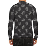 Black Doodle Sandwich Pattern Print Men's Long Sleeve Rash Guard