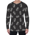 Black Doodle Sandwich Pattern Print Men's Long Sleeve T-Shirt