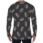 Black Doodle Sandwich Pattern Print Men's Long Sleeve T-Shirt