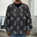 Black Doodle Sandwich Pattern Print Men's Shirt Jacket