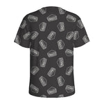 Black Doodle Sandwich Pattern Print Men's Sports T-Shirt