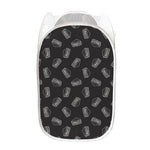 Black Doodle Sandwich Pattern Print Mesh Laundry Hamper