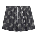 Black Doodle Sandwich Pattern Print Mesh Shorts