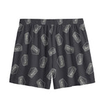 Black Doodle Sandwich Pattern Print Mesh Shorts