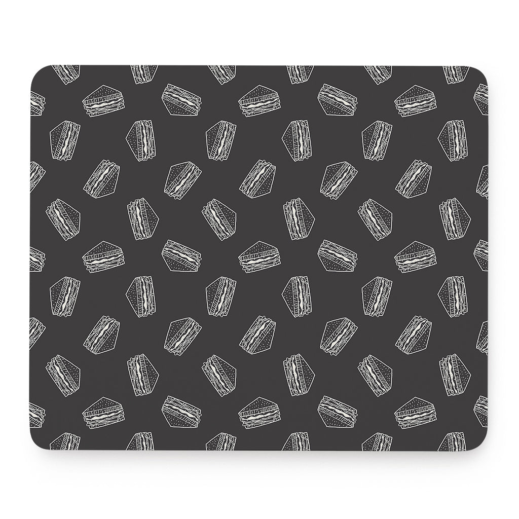Black Doodle Sandwich Pattern Print Mouse Pad