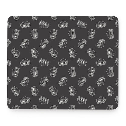 Black Doodle Sandwich Pattern Print Mouse Pad