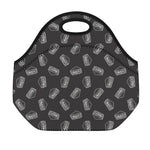 Black Doodle Sandwich Pattern Print Neoprene Lunch Bag