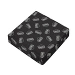 Black Doodle Sandwich Pattern Print Outdoor Seat Cushion Cover