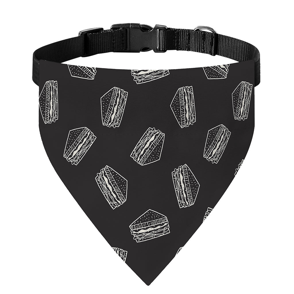 Black Doodle Sandwich Pattern Print Over The Collar Dog Bandana