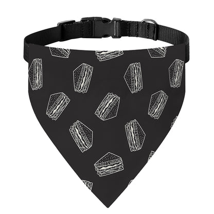 Black Doodle Sandwich Pattern Print Over The Collar Dog Bandana