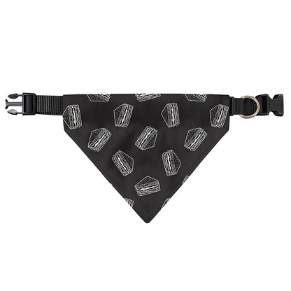 Black Doodle Sandwich Pattern Print Over The Collar Dog Bandana