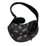 Black Doodle Sandwich Pattern Print Pet Sling Carrier