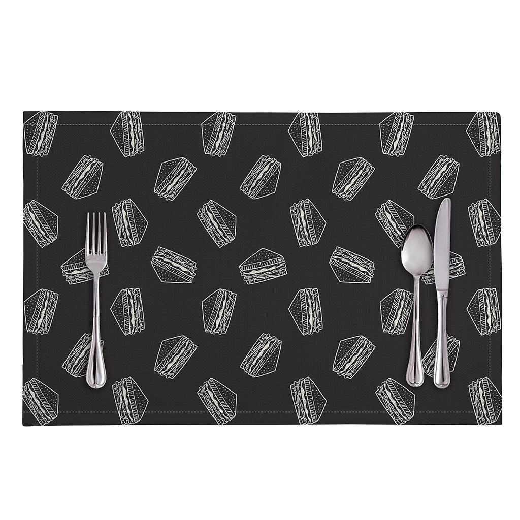 Black Doodle Sandwich Pattern Print Placemat