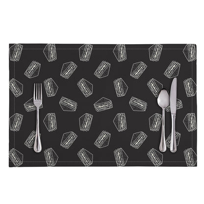 Black Doodle Sandwich Pattern Print Placemat