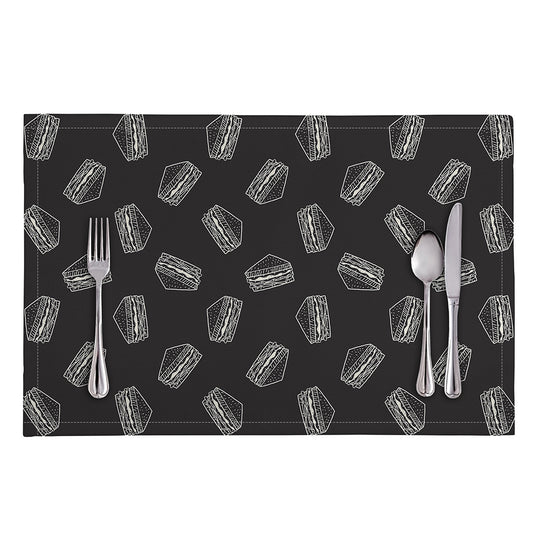 Black Doodle Sandwich Pattern Print Placemat
