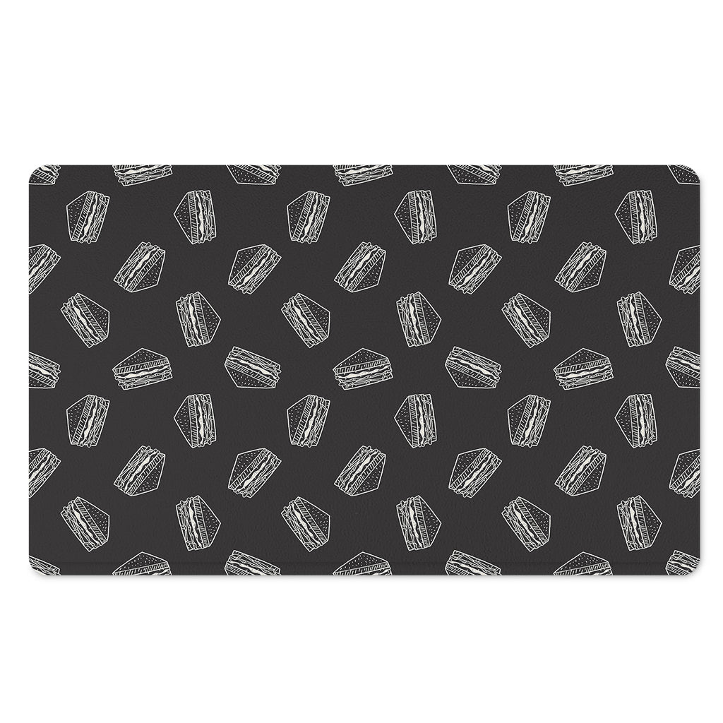 Black Doodle Sandwich Pattern Print Polyester Doormat