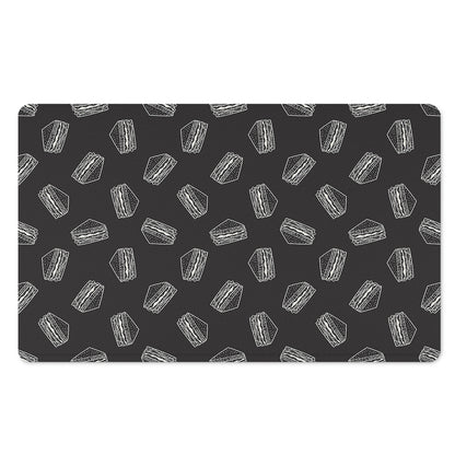 Black Doodle Sandwich Pattern Print Polyester Doormat