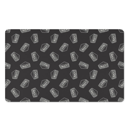 Black Doodle Sandwich Pattern Print Polyester Doormat