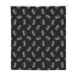Black Doodle Sandwich Pattern Print Polyester Shower Curtain