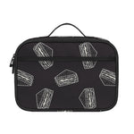 Black Doodle Sandwich Pattern Print Portable Lunch Bag