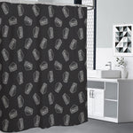 Black Doodle Sandwich Pattern Print Premium Shower Curtain