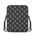 Black Doodle Sandwich Pattern Print Rectangular Crossbody Bag
