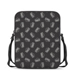 Black Doodle Sandwich Pattern Print Rectangular Crossbody Bag