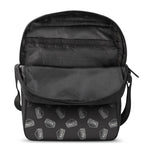 Black Doodle Sandwich Pattern Print Rectangular Crossbody Bag