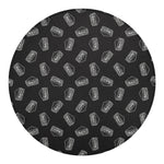 Black Doodle Sandwich Pattern Print Round Blanket
