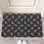 Black Doodle Sandwich Pattern Print Rubber Doormat