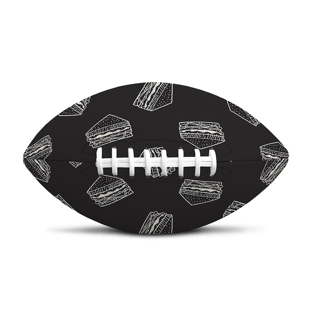 Black Doodle Sandwich Pattern Print Rugby Ball
