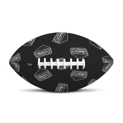 Black Doodle Sandwich Pattern Print Rugby Ball