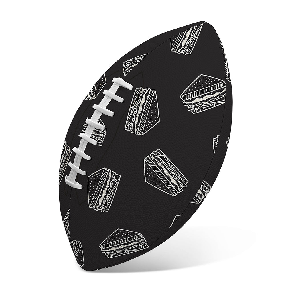 Black Doodle Sandwich Pattern Print Rugby Ball