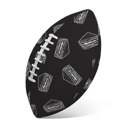 Black Doodle Sandwich Pattern Print Rugby Ball