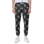 Black Doodle Sandwich Pattern Print Scuba Joggers