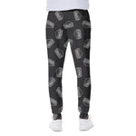 Black Doodle Sandwich Pattern Print Scuba Joggers