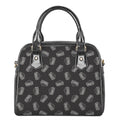 Black Doodle Sandwich Pattern Print Shoulder Handbag