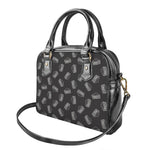 Black Doodle Sandwich Pattern Print Shoulder Handbag