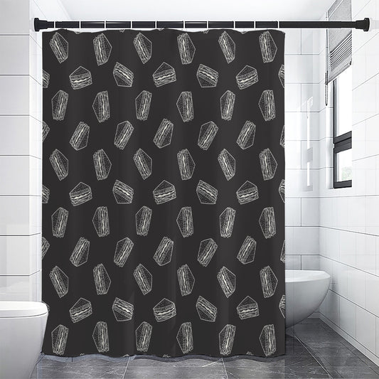 Black Doodle Sandwich Pattern Print Shower Curtain