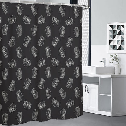 Black Doodle Sandwich Pattern Print Shower Curtain
